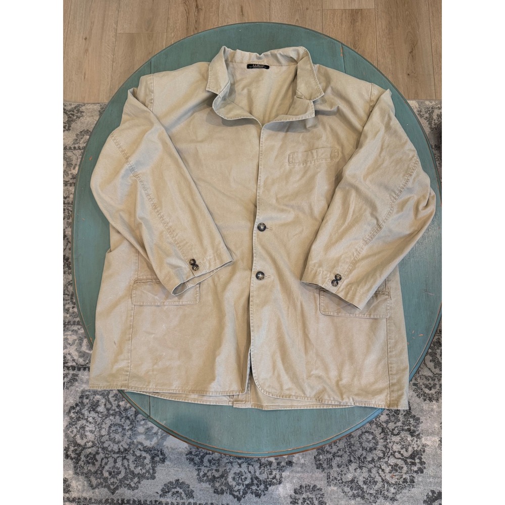 L.L. Bean Men's 52 Reg Khaki Cotton Canvas Chore Coat Workwear Jacket 0KU59